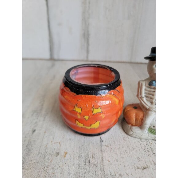 Witch Halloween statue AS IS pumpkin skeleton home decor figure set - Picture 2 of 9